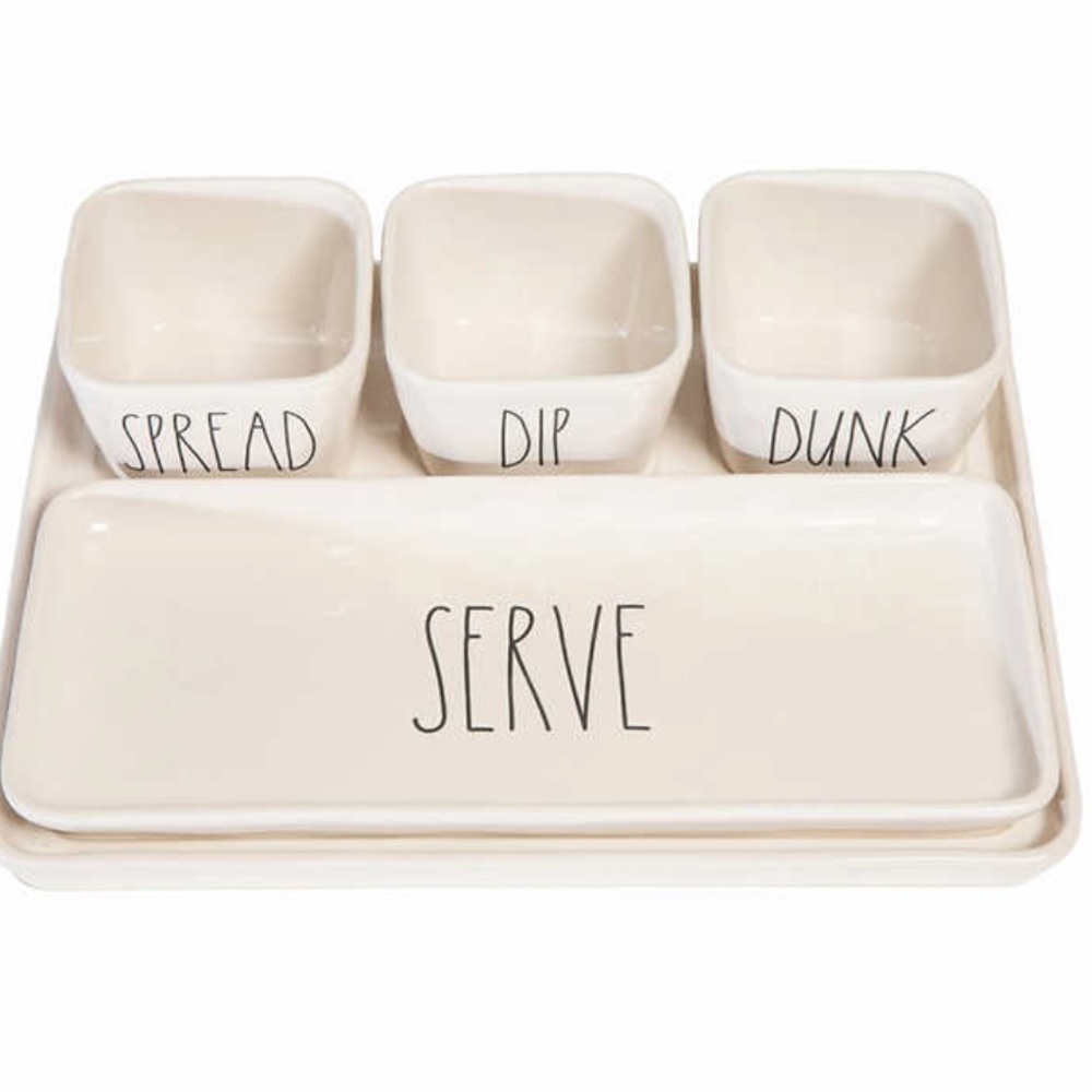 NEW Rae Dunn SERVING SET 5-piece STONEWARE